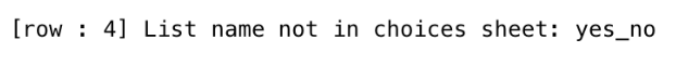 Error message list name