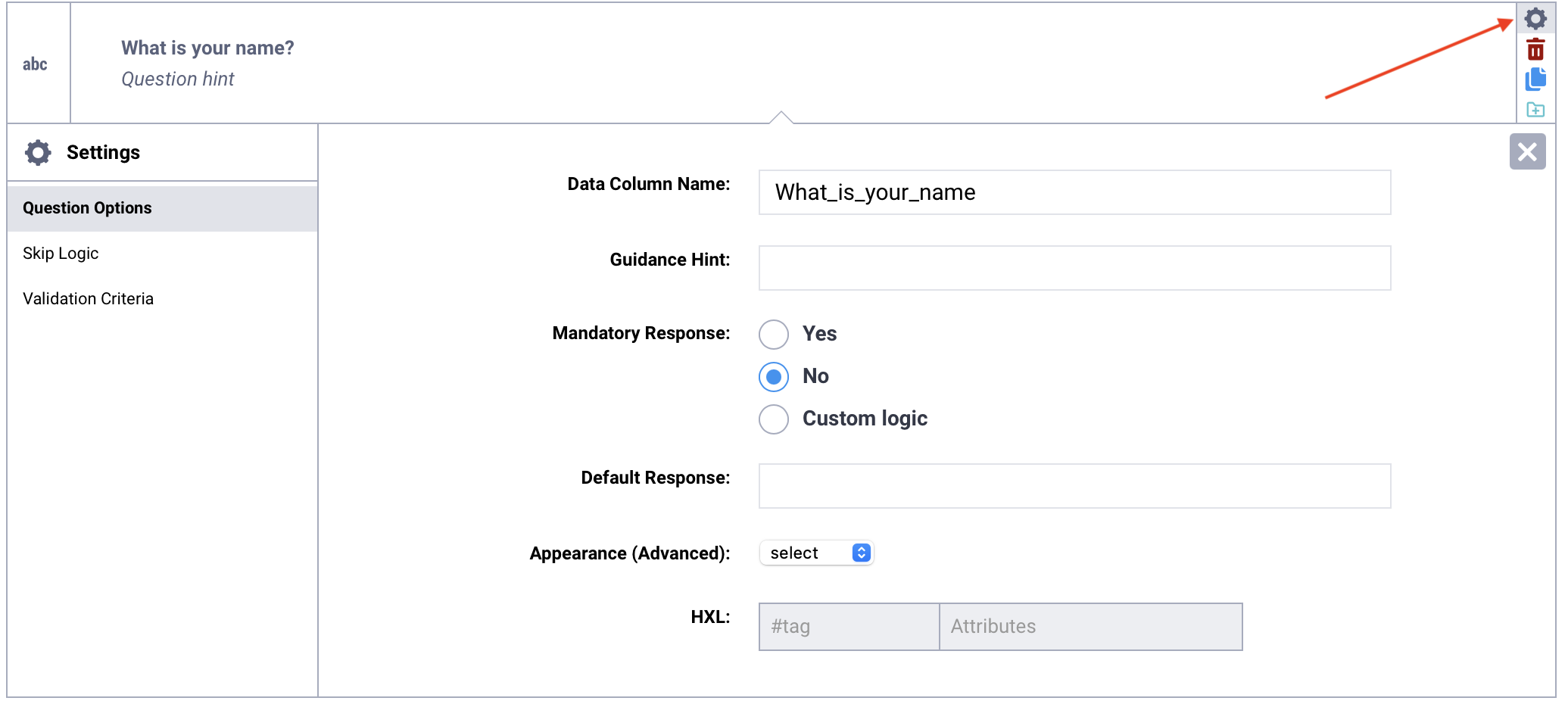 Question options