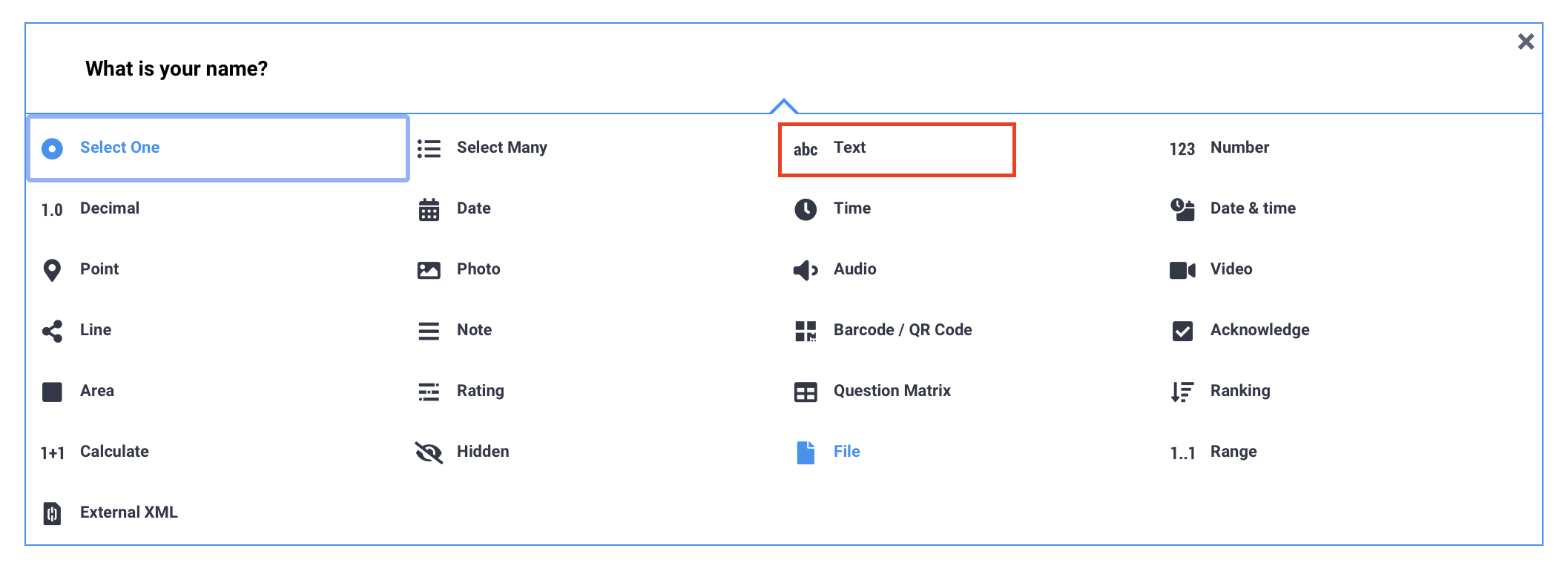Select Text question type