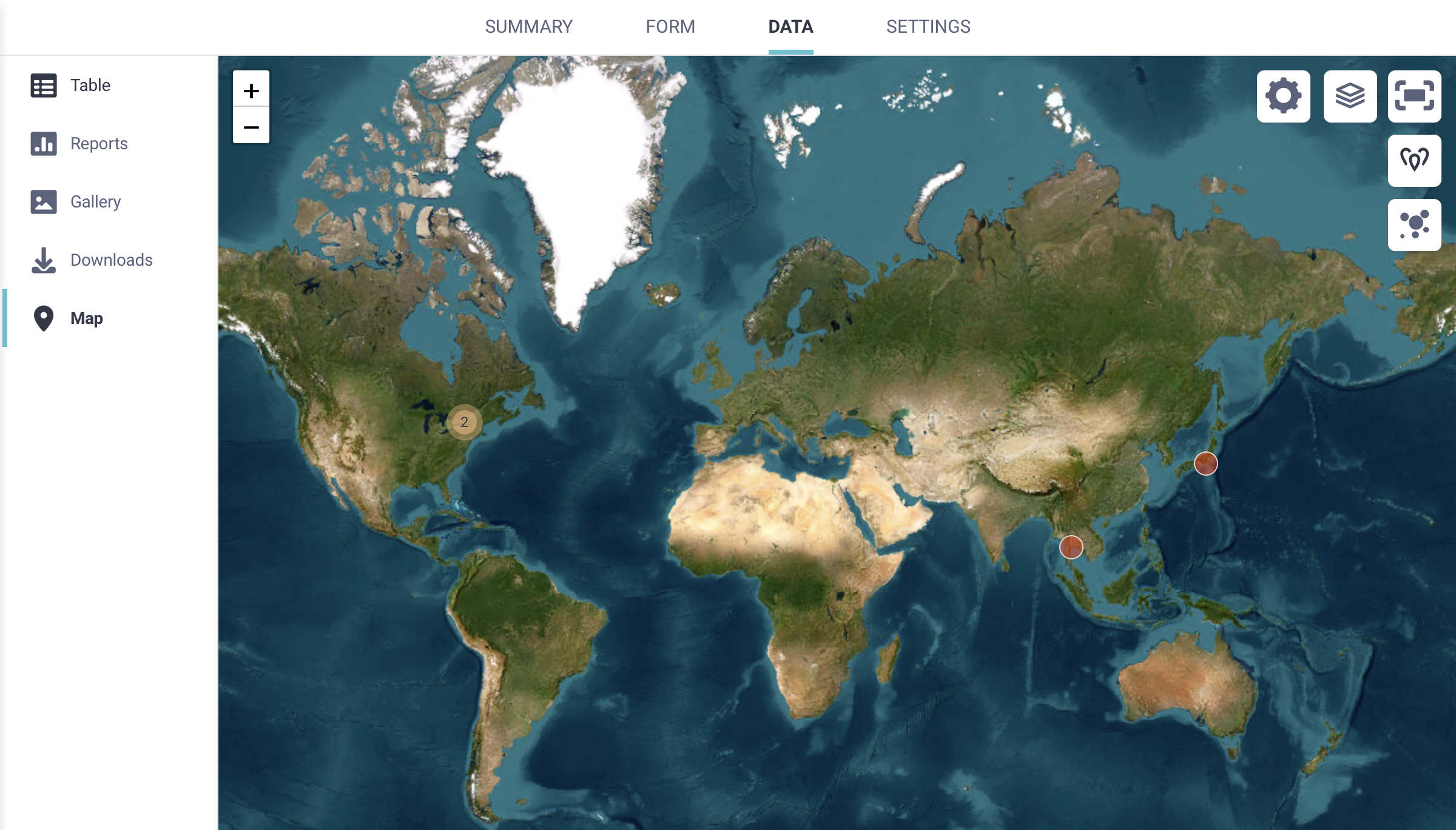 La capa base del mapa del mundo