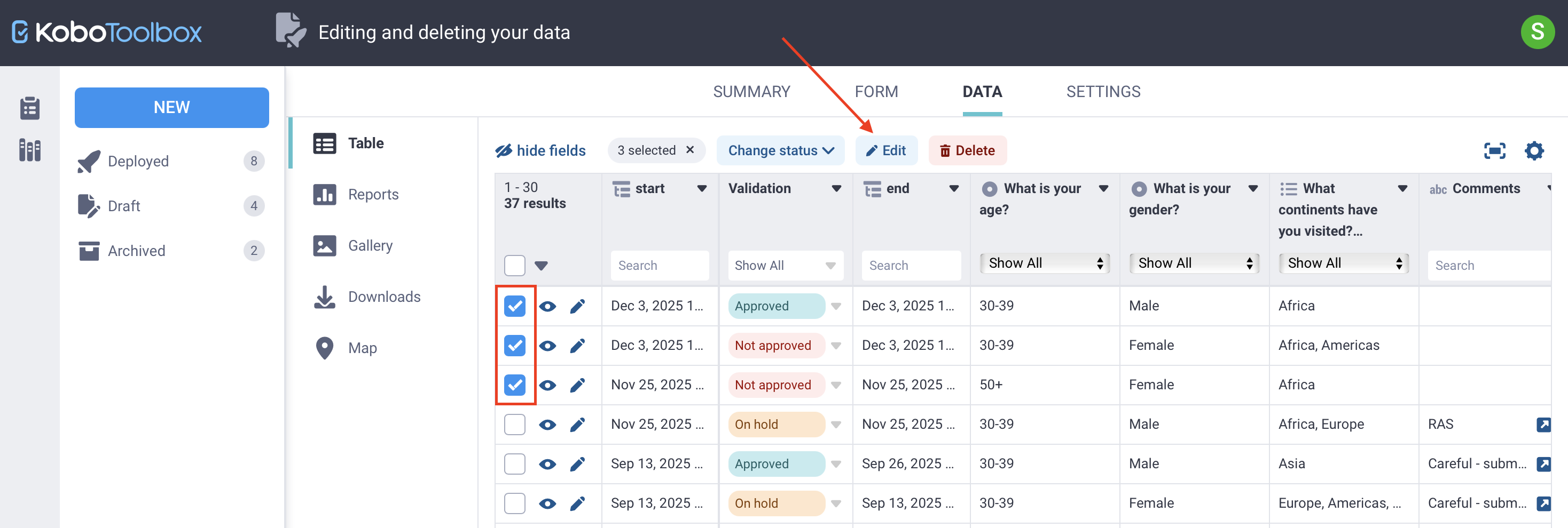 Bulk edit data