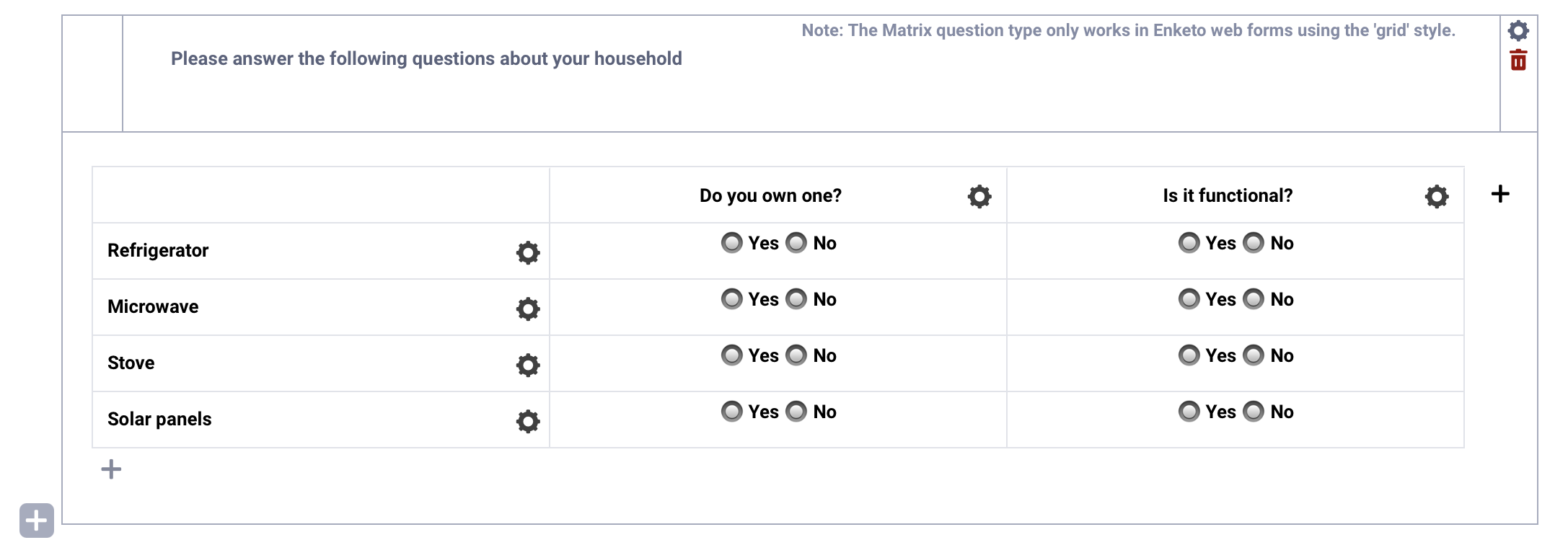 Ejemplo de matriz de preguntas